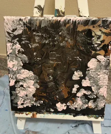 Black and rose worked into a heavy textured surface